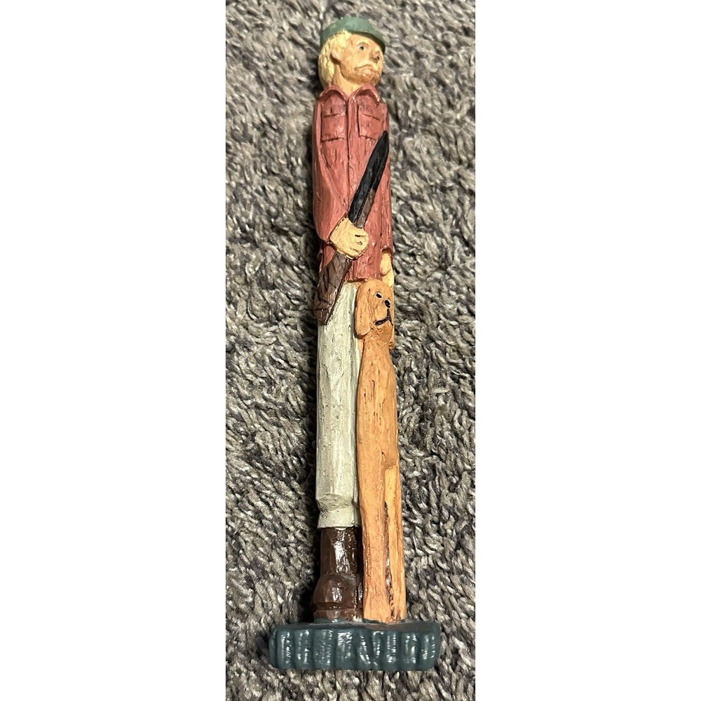 Vintage 1993 Wangs Hunter and Dog Figurine Resin Statue 7 3/4 in Tall